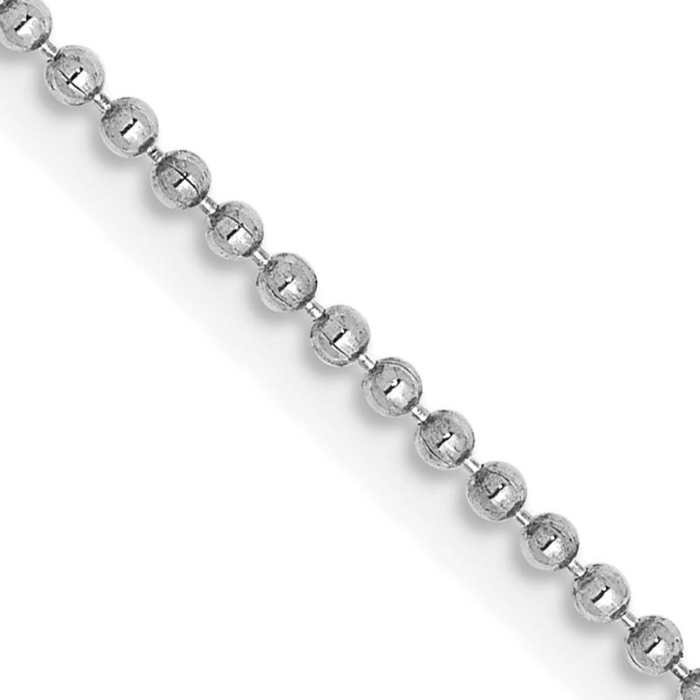 Solid 14K White Gold Women's Diamond Cut Beaded Chain Necklace 1.2mm 18 in
